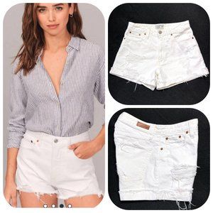 Annie High Rise Denim Ripped white Short